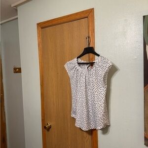 LC Lauren Conrad Large Black & White w/Polka Dots Cap Sleeve Tie-Back Blouse